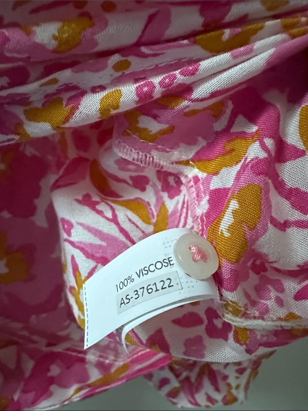 Poupette St Barth Pink and Yellow Floral V-Neck Button Blouse - Size M/L NWT - Picture 8 of 9